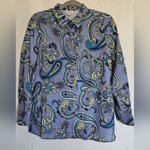 Jaclyn Smith XS Paisley Button Up Women's Top